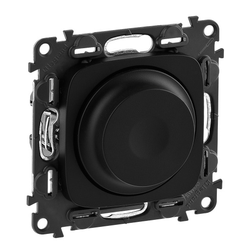 Legrand Valena ALLURE. Светорегулятор с поворотной ручкой универсальный 300Вт, без нейтрали, с лицевой панелью. Антрацит