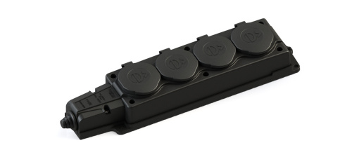 Systeme Electric MultiSet Колодка 4х розетка 2К+З каучуковая 16А/250В IP44 Чёрная