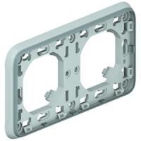 Legrand Plexo Суппорт с рамкой для встроенного монтажа серый - 2 поста - горизонтальная установка