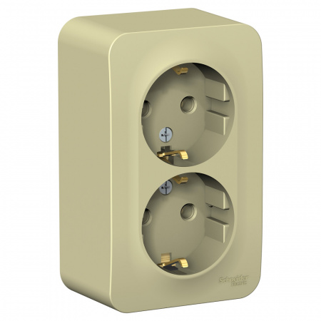 Systeme (Schneider) Electric BLANCA О/У РОЗЕТКА двойная с заземл. без шт. ИЗОЛ.ПЛ.,16А, 250В, БЕЖЕВЫЙ