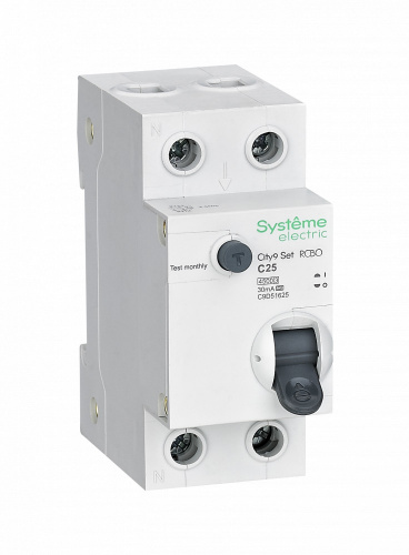 Systeme Electric (ранее Schneider Electric) City9 Set Авт. выкл. диф. тока (АВДТ) 1P+N С 25А 4.5kA 30мА Тип-A 230В