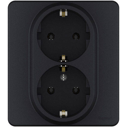 LEGRAND INSPIRIA розетка двойная с заземлением (немецкий стандарт) антрацит (673753)