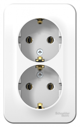 Systeme (Schneider) Electric BLANCA О/У РОЗЕТКА двойная с заземлением без шторок, 16А, 250В, БЕЛЫЙ