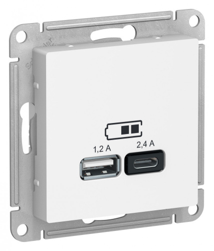 Systeme (Schneider) Electric ATLASDESIGN USB РОЗЕТКА A+С, 5В/2,4А, 2х5В/1,2А, механизм, ЛОТОС