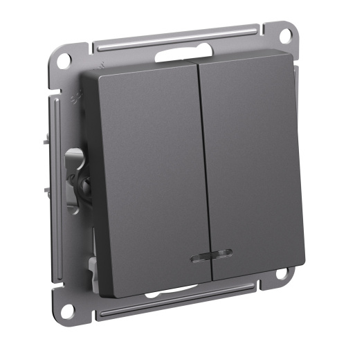 Systeme (Schneider) Electric ATLASDESIGN 2-клавишный ВЫКЛЮЧАТЕЛЬ с подсветкой, сх.5а, 10АХ, механизм, БАЗАЛЬТ