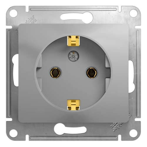Systeme (Schneider) Electric GLOSSA РОЗЕТКА с заземлением, АЛЮМИНИЙ