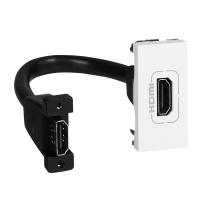 Legrand Розетка HDMI Mosaic 1 модуль, оборудована шнуром, белая