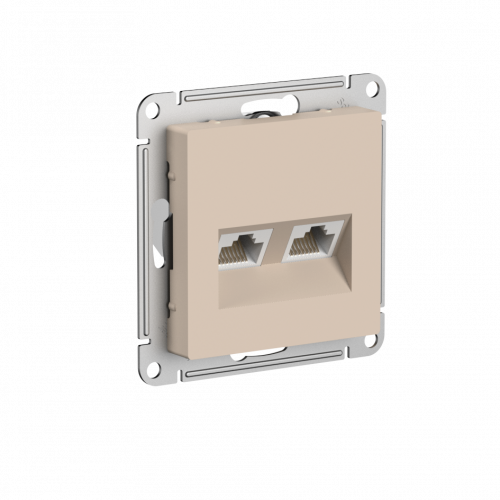 Systeme (Schneider) Electric ATLASDESIGN РОЗЕТКА двойная компьютерная RJ45+RJ45, кат.5E, механизм, ПЕСОЧНЫЙ ATN001285