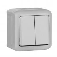 Quteo Выключатель 2 кл. полугерм. (IP-44) серый Legrand