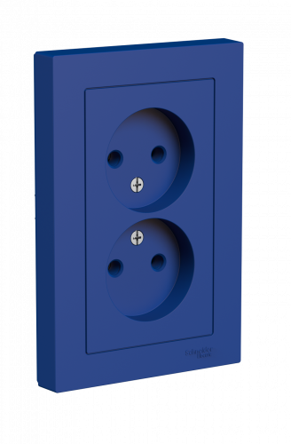 Systeme (Schneider) Electric ATLASDESIGN РОЗЕТКА двойная без заземления,16А, в сборе, АКВАМАРИН ATN001120