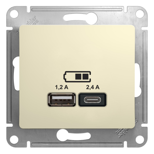 Systeme (Schneider) Electric GLOSSA USB РОЗЕТКА A+С, 5В/2,4А, 2х5В/1,2 А, механизм, бежевый (GSL000239)