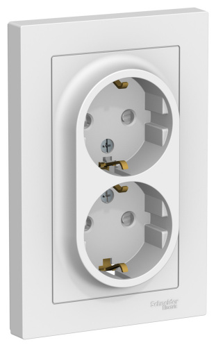Systeme (Schneider) Electric ATLASDESIGN РОЗЕТКА двойная с заземлением со шторками, 16А, в сборе, ЛОТОС