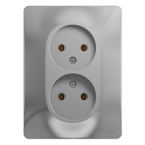 Systeme (Schneider) Electric GLOSSA РОЗЕТКА двойная без заземления, АЛЮМИНИЙ