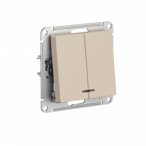 Systeme (Schneider) Electric ATLASDESIGN 2-клавишный ВЫКЛЮЧАТЕЛЬ с подсветкой, сх.5а, 10АХ, мех., ПЕСОЧНЫЙ ATN001253