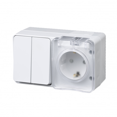 Systeme (Schneider) Electric AtlasDesign Profi54 О/У БЛОК: РОЗ. з/к со шт. 16А 250B, ВЫКЛ.2-клав.10А, БЕЛЫЙ, Россия