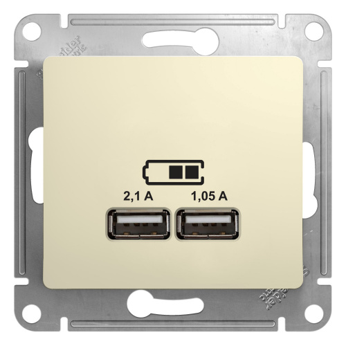 Systeme (Schneider) Electric GLOSSA розетка USB 5B/1400mA 2*5B/700mA бежевый механизм