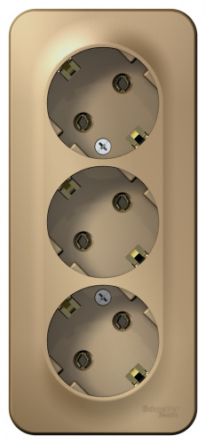 Systeme (Schneider) Electric BLANCA Розетка трехместная с заземлением, без шторок, изолирующая пластина, 16А, 250В, О/У, ТИТАН