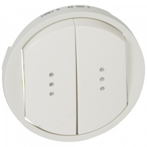 Legrand Celiane, лицевая панель выключателя двойного с индикацией, белый (068004)